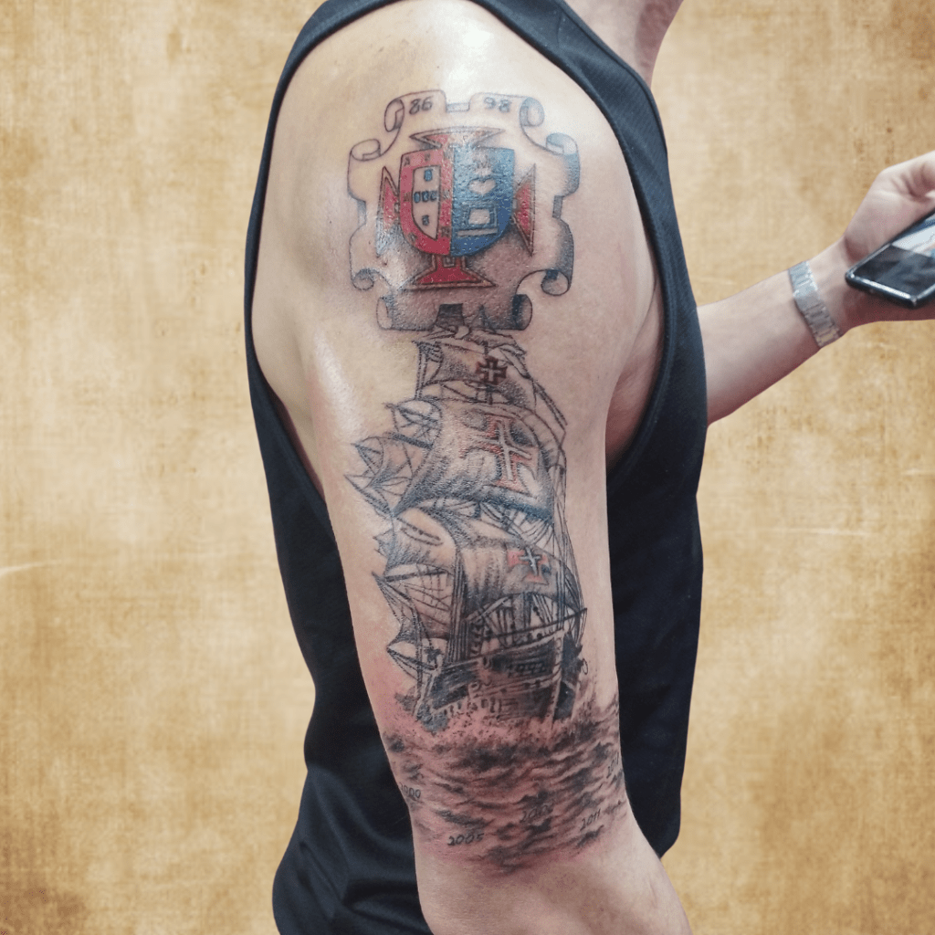 tatuaje de galeones portugueses